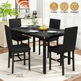 thumbnail image 3 of Cvortll 5 Piece Dining Table Set, Kitchen Table and Chairs Set for 4 with Faux Marble and 4 Velvet Upholstered Dining Chairs for Home, Restaurant, Black & Black, 3 of 13