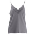 thumbnail image 4 of MESSUEN Spaghetti Strap Crop Top Loose Tops for Women V-neck Camisole Summer New Women's V Neck Patchwork Lace Camisole Tank Top Women's Top Casual Tank Tops Shirts Women Silver L, 4 of 4