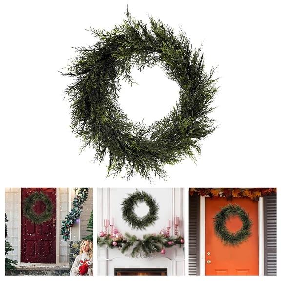 RBER 20" Real Touch Cypress Pine Wreath Christmas Wreath for Doors Walls Windows Porches Outdoor Indoor Christmas Decorations Xmas Decor