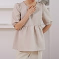 thumbnail image 5 of Women's Plus Size Peplum Tops Short Sleeve Loose Blouse Ruffle Asymmetrical Hem Shirts, 5 of 9