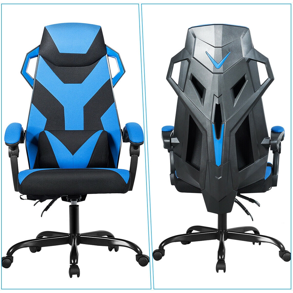 Ergonomic Recliner Massage Gaming Chair Integrate Designed Warmrest Blue