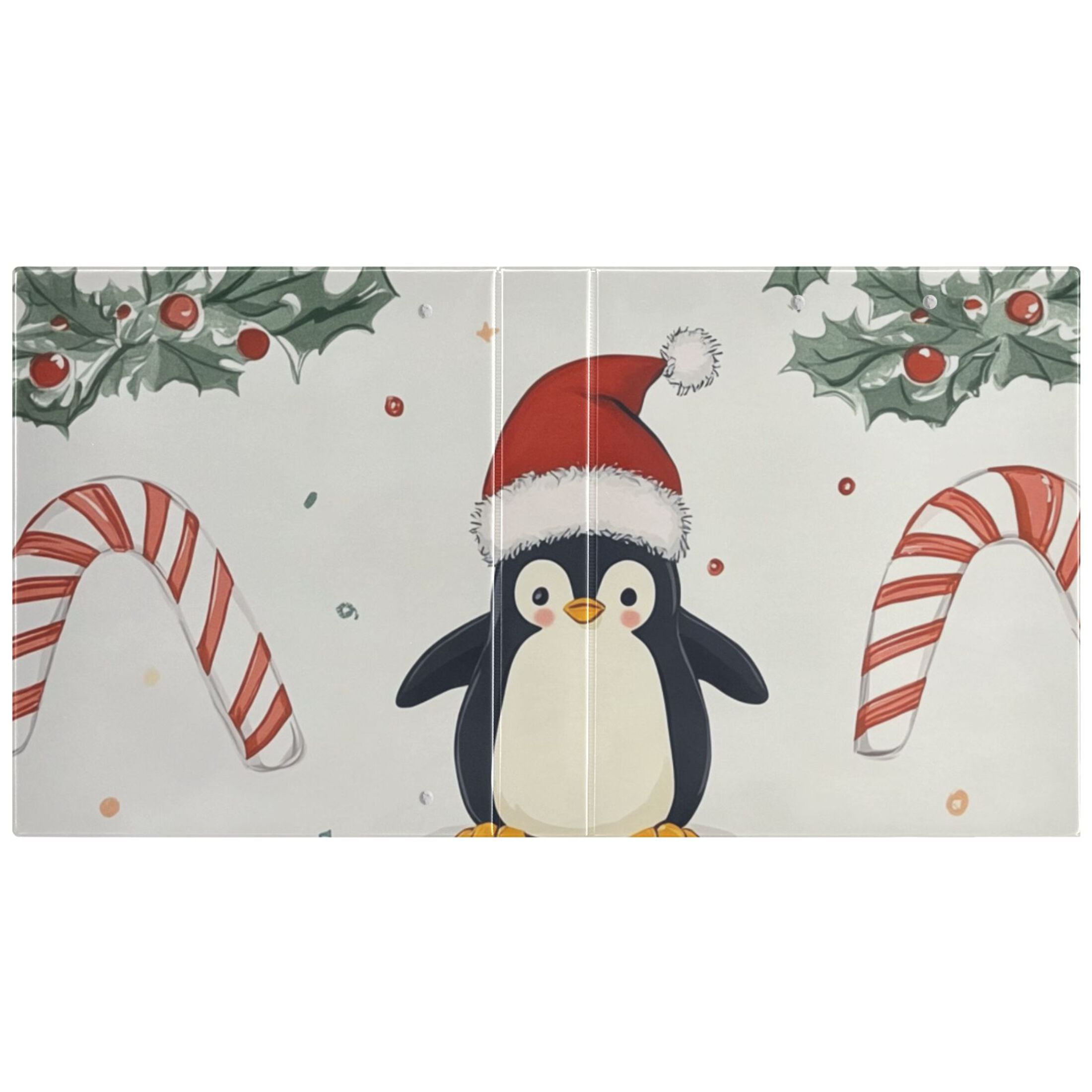 Christmas Penguin 3 Ring Binders 1.5 inch Hardcover File Folders with Interior Pockets A4 Size Organizer for School Office Hospital