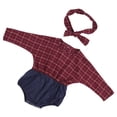 thumbnail image 4 of Ropa de bebé recién nacido, mono de algodón a cuadros con diadema (rojo oscuro, 73), 4 of 5