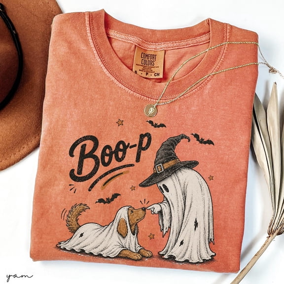 HD HANDICHI DESIGN Unisex Retro Boop Ghost Dog Cotton Crew Neck T-Shirt