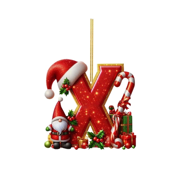 Christmas Alphabet Ornaments 2D Flat Letter Acrylic Hanging Decoration A-Z Monogram Holiday Xmas Tree Pendant for Family Name DIY Craft Christmas Party Favors Home Decor
