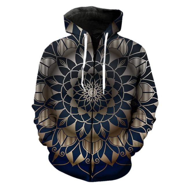 Sudadera con capucha y cremallera de mandala para hombre, divertida sudadera de manga larga, gran oferta 2024, moda hip hop, camisetas con estampado 3D, estilo Harajuku de gran tamaño.