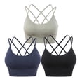 thumbnail image 1 of 3 Pack Women Cross Back Sport Bras Padded Strappy Criss Cross Cropped Bras for Yoga Workout Fitness, 1 of 4