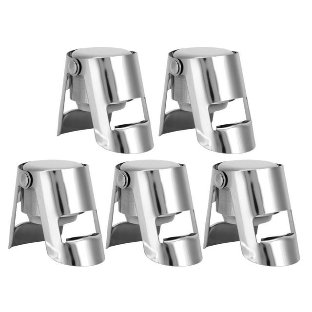 Tapón de vino Jadeshay 5 piezas acero inoxidable Tipo empuje plata