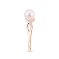 thumbnail image 3 of Angara Japanese Akoya Cultured Pearl Criss Cross Shank Engagement Ring in 14K Rose Gold for Women | June Birthstone Jewelry for Her, 3 of 8