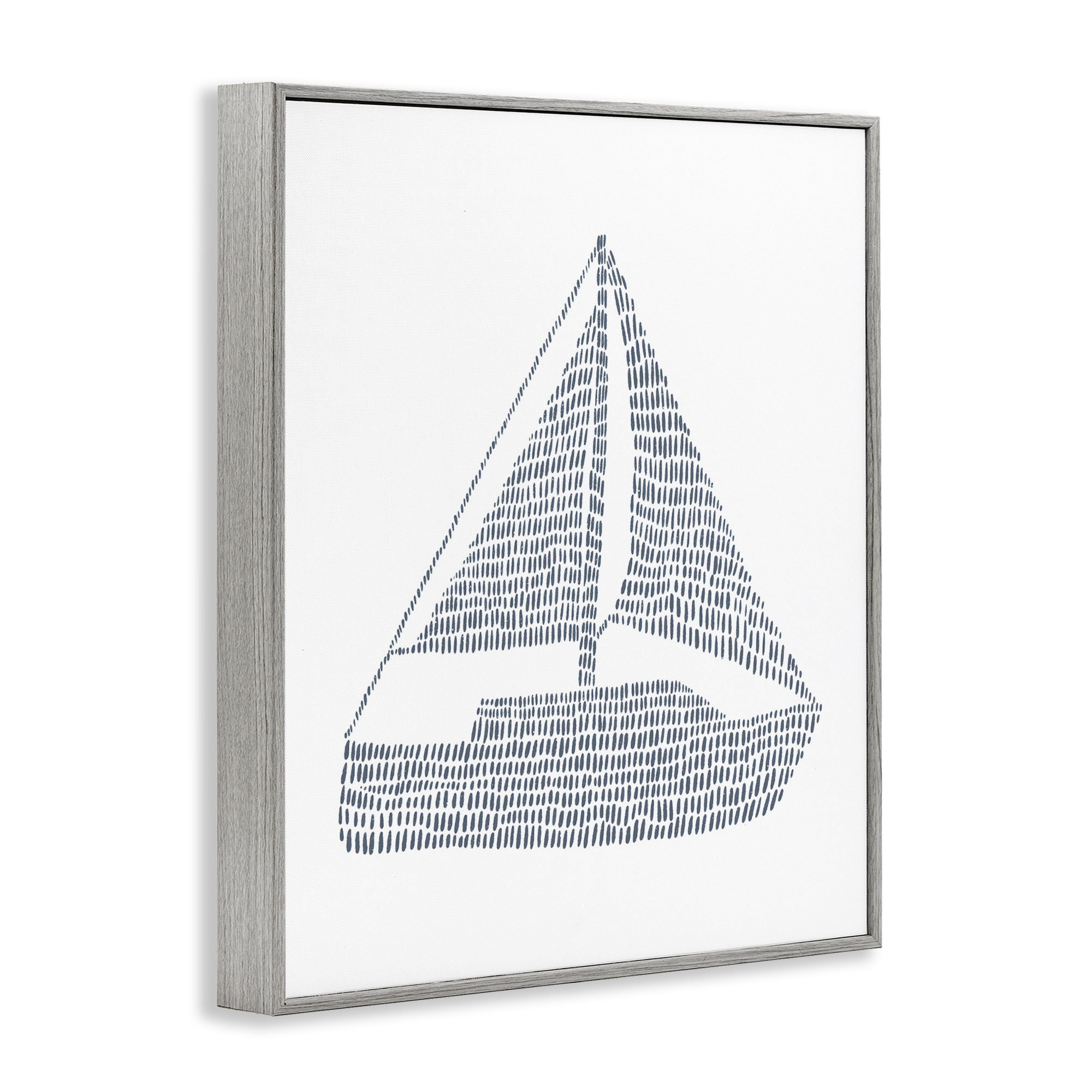 Stupell Industries Minimal Boat on White Coastal Painting Gray Framed Art Print Wall Art, 24 x 30