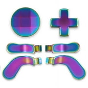 eXtremeRate 6 in 1 Metallic Rainbow Aura Blue & Purple Magnetic Stainless Steel D-pads Replacement Back Paddles for Xbox Elite , Direction Keys Back Buttons for Xbox Elite & Elite Series 2 Controller