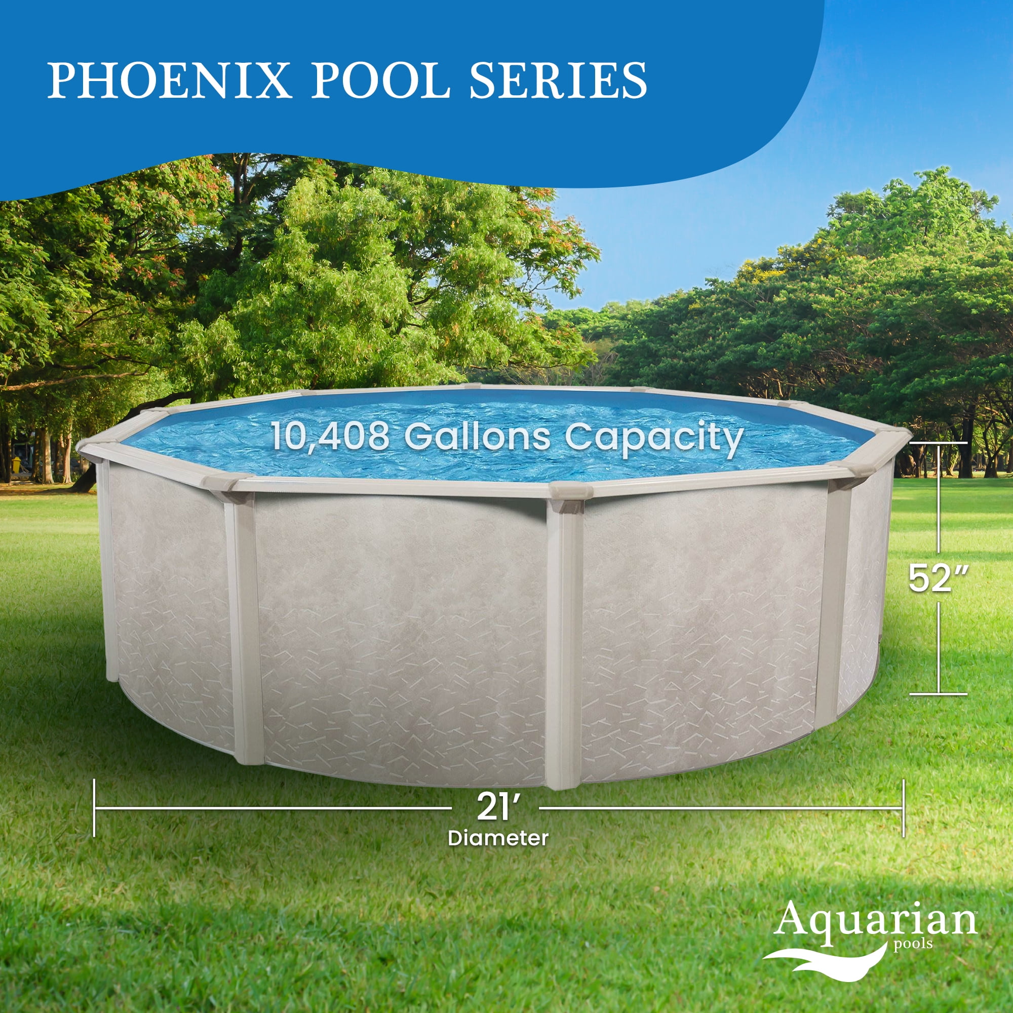Aquarian Phoenix 21 Foot x 52 Inch Above Ground Pool Kit with Pump & Ladder