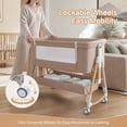 thumbnail image 4 of PRVAETU Baby Bassinet, 3-in-1 Baby Bassinet Bedside Sleeper with Wheels, Adjustable Easy Folding Portable Rocking Crib for Infant Newborn (Khaki), 4 of 6