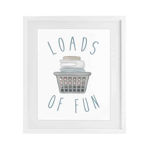 Stupell Industries Cottage Loads Of Fun Laundry Basket White Framed Print Under Glass, 13 x 16, by Elizabeth Medley