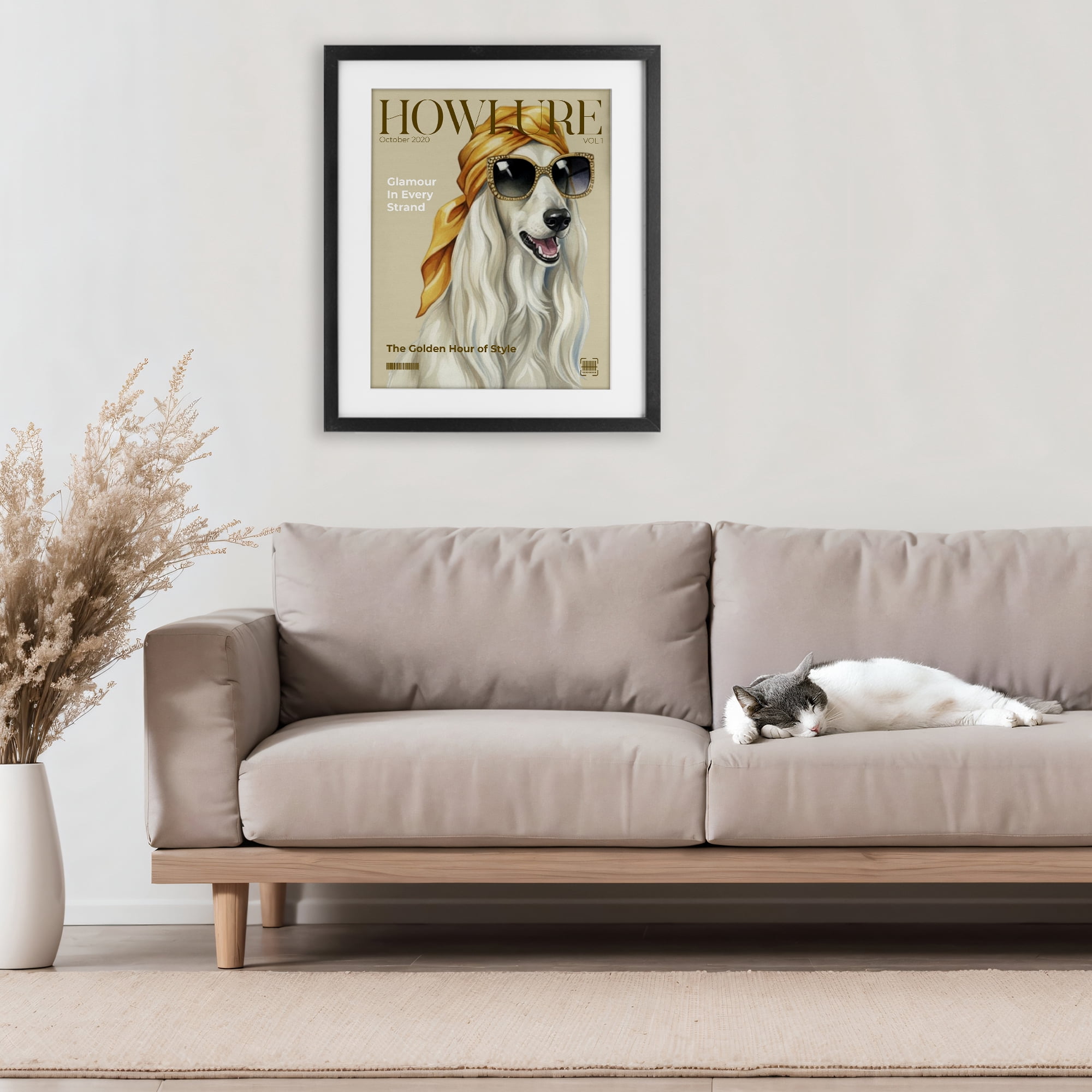 Stupell Industries Howlure Dog Fashion Magazine Black Framed Print Under Glass, design by A Barefoot Stylist