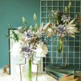 thumbnail image 2 of Artificial Fake Flowers Plants Silk Flower Arrangements Wedding Bouquets Decorations Plastic Floral Table Centerpieces for Home Kitchen Garden Party Décor (Purple White), 2 of 14