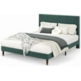 thumbnail image 7 of Full Size Upholstered Platform Bed Frame, Modern Fabric Headboard, Metal & Wood Support, Green, No Box Spring, 7 of 7
