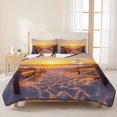 thumbnail image 3 of Full Quilt Set 78''x90'', Summer Beach Lightweight Summer Bedspread Coverlet Set with 2 Pillow Shams, Sunset Nautical Ocean Sea Breathable All Season Quilt Bedding for Bedroom/Guest Room, 3 of 9