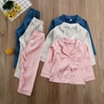 thumbnail image 3 of Toddler Baby Kids Satin Pajamas Set Long Sleeve Button-Down Sleepwear PJs for Girls, 3 of 4