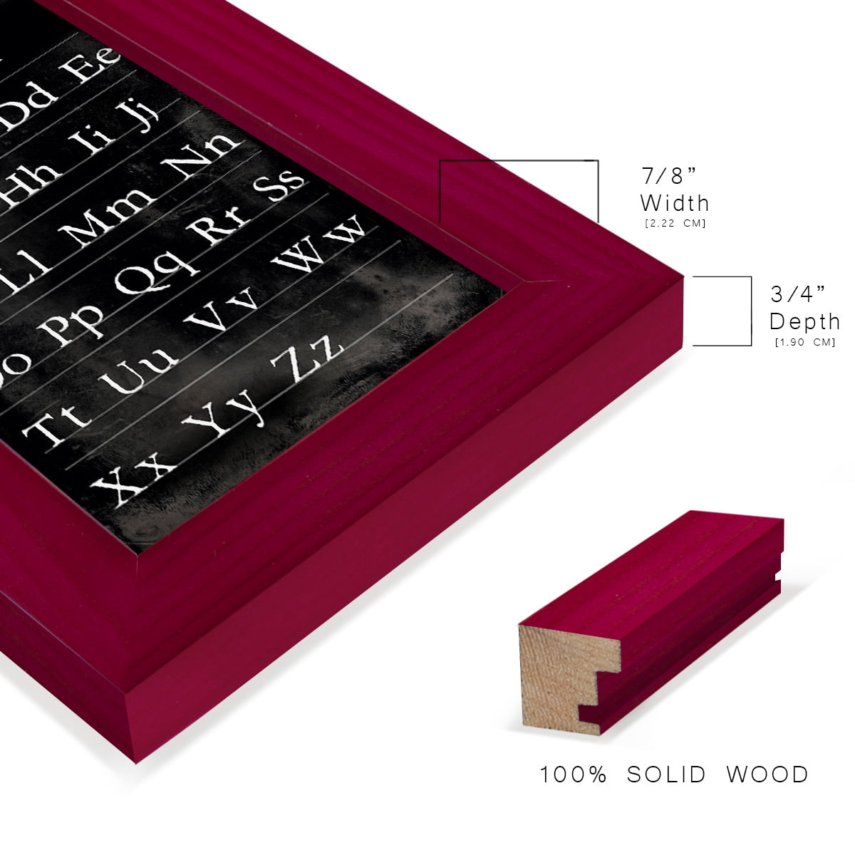 Alphabet Chart - Framed Print w/glass - Cherry Red