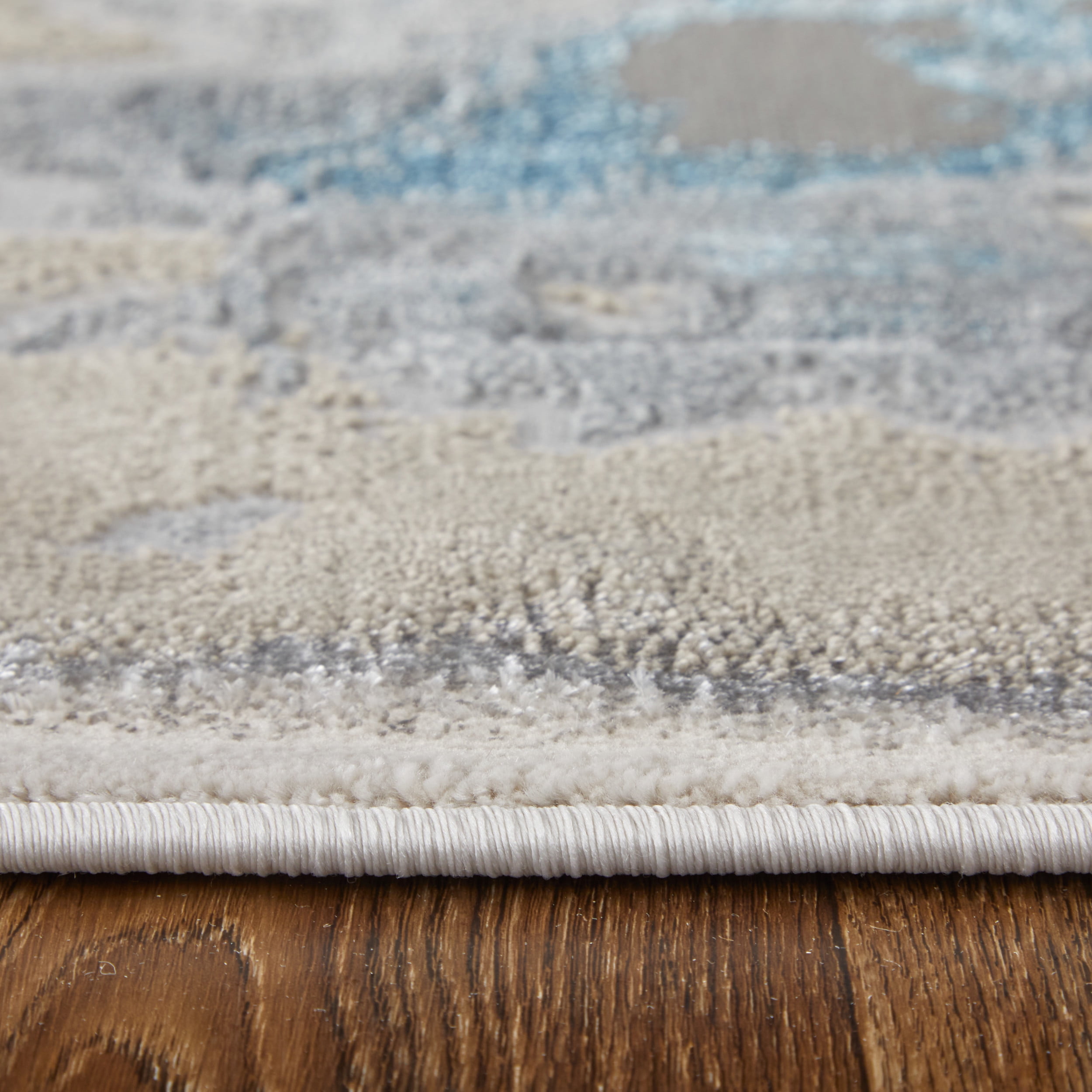 Feizy Jewel Modern Abstract, Taupe/Blue/Tan, 7'10" x 10' Area Rug Easy Care Stain Resistant Fade Resistant Bohemian & Eclectic Watercolor Floor Rug for Living room Bedroom
