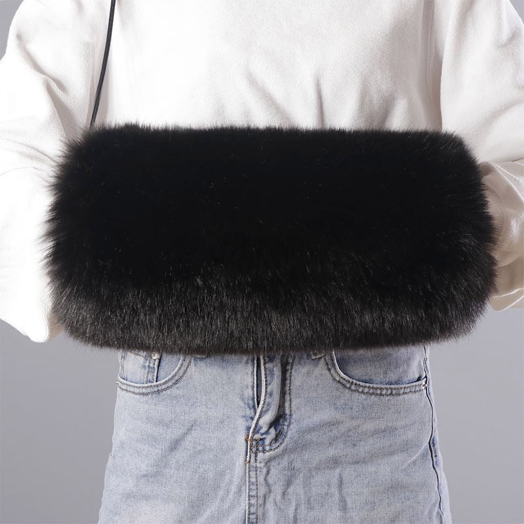 Furry Plush Hand Muffs for Women Girl Lightweight Thicken Faux Furs Warm Hand Muff Winter Outdoor Hiking Hand Warmers