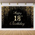 thumbnail image 3 of Fondo para fiesta de cumpleaños número 18 con globos con purpurina dorada y negra para niños y niñas de 18 años para fondos de fotografía, 3 of 5