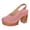 Pink, variant on Womens Platform High Heels Dressy Sandals Fashion Casual Brethable Hollow out Leather Closed Toe Chunky Block Heeled Dress Clogs Shoes for Spring Summer Fall with Back Straps Beige Size 8.5