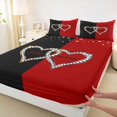 thumbnail image 3 of Homewish Teens Female Men Bling Crystal Love Heart 4 Pieces Queen Sheet Sets,Black Red Ultra Soft Flat Sheet,Happy Valentine'S Day Queen Fitted Sheet,Super Cozy Room Decor, 3 of 7