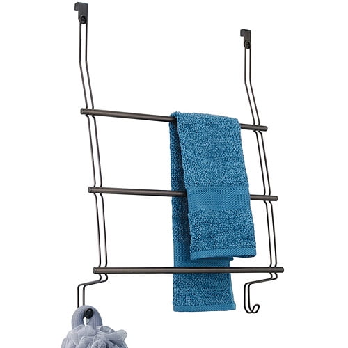InterDesign Classico Over the Shower Door Towel Rack, Bronze