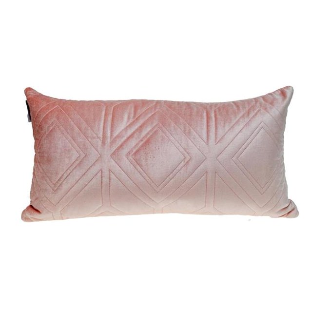 HomeRoots 402831 Quilted Diamonds Velvet Solid Color Lumbar Pillow, Pink