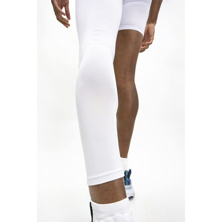 We Ball Sports Athletic Men's Single Leg Sports Tights  One Leg  Compression Base Layer Leggings for Men (3/4, White) 