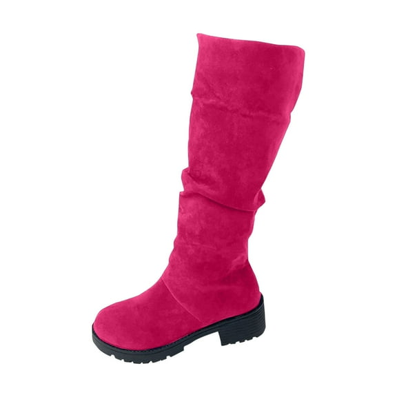 KEGIRLOM Women's Fashion Casual Fall And Winter Versatile Pointed Buckle Trouser Boots High Heel Boots High Heel Ankle Boots Hot Pink 9
