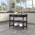 thumbnail image 2 of Pemberly Row French Stainless Steel Top Kitchen Cart- Black Wood, 2 of 10