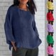 thumbnail image 1 of Tops bonitos para adolescentes,Camisa de manga larga con cuello redondo para mujer, blusa informal suave y transpirable, color liso, corte holgado, para uso diario, sopatenor, 1 of 8