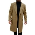 thumbnail image 4 of safuny Men's Casual Trench Wool Blend Coat Slim Notched Collar Mid Long Jacket Overcoat Double Breasted Pea Coat wih Pockets Khaki XL, 4 of 6