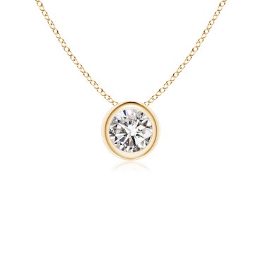 ANGARA Natural Diamond Solitaire Pendant in 14K Yellow Gold for Women (Size-4.1mm| Color-I-J| Clarity-I1-I2) | April Birthstone, Anniversary, Jewelry Gift for Women | Natural Diamond Necklace