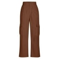 thumbnail image 5 of Womens High Waisted Pants Cargo Pants for Women Baggy Elastic High Waist Workwear Pants Relaxed Wide Leg Trousers with Side Pockets S-10 Brown XXL, 5 of 6