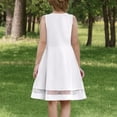 thumbnail image 6 of Mevxay Girls Elegant Dresses Sleeveless Round Neck A-line Party Dance Graduation Mesh Dress Size 5-12 White, 6 of 9