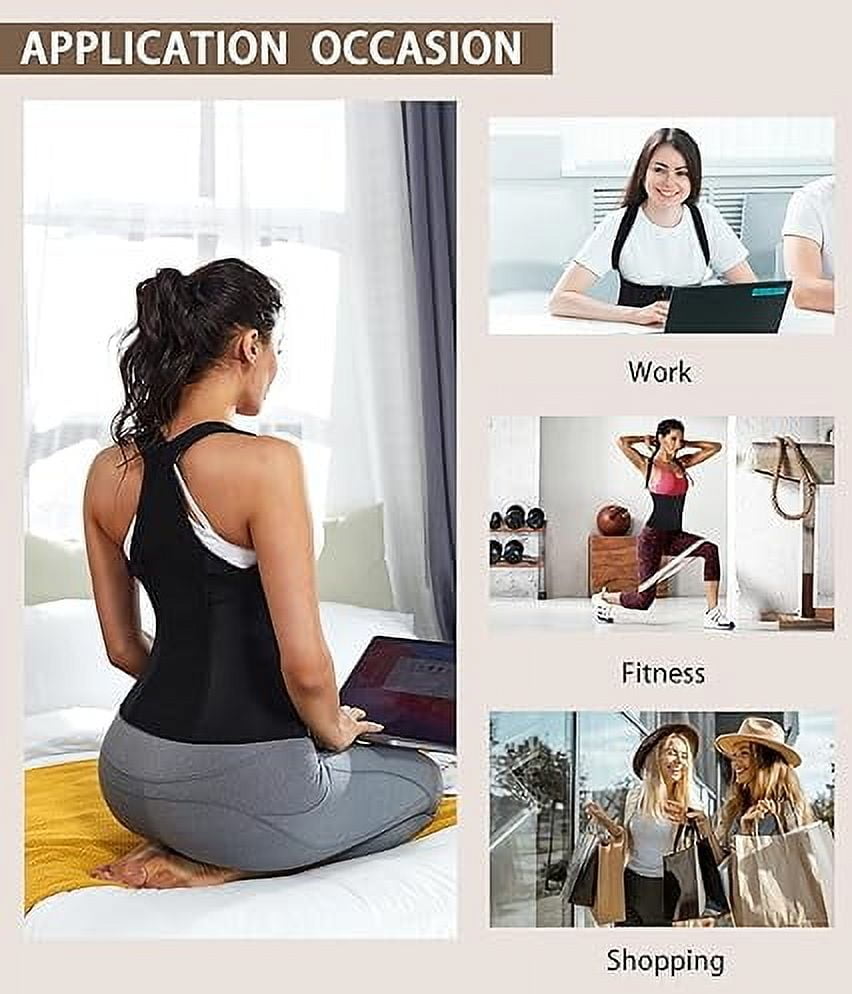Women Back Braces Posture Corrector Waist Trainer Vest Tummy Control Body Shapers for Spinal Neck Shoulder and Upper Back Support (M, Black)