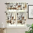 thumbnail image 3 of Coffee Kitchen Curtains Sets, Cafe Coffee Theme Valance for Kitchen Windows, Tea Party Coffee Bean Print Small Short Curtains Window Treatments Valance Sets for Kitchen Cafe, 54x24 Inch, 3 Piece, 3 of 4