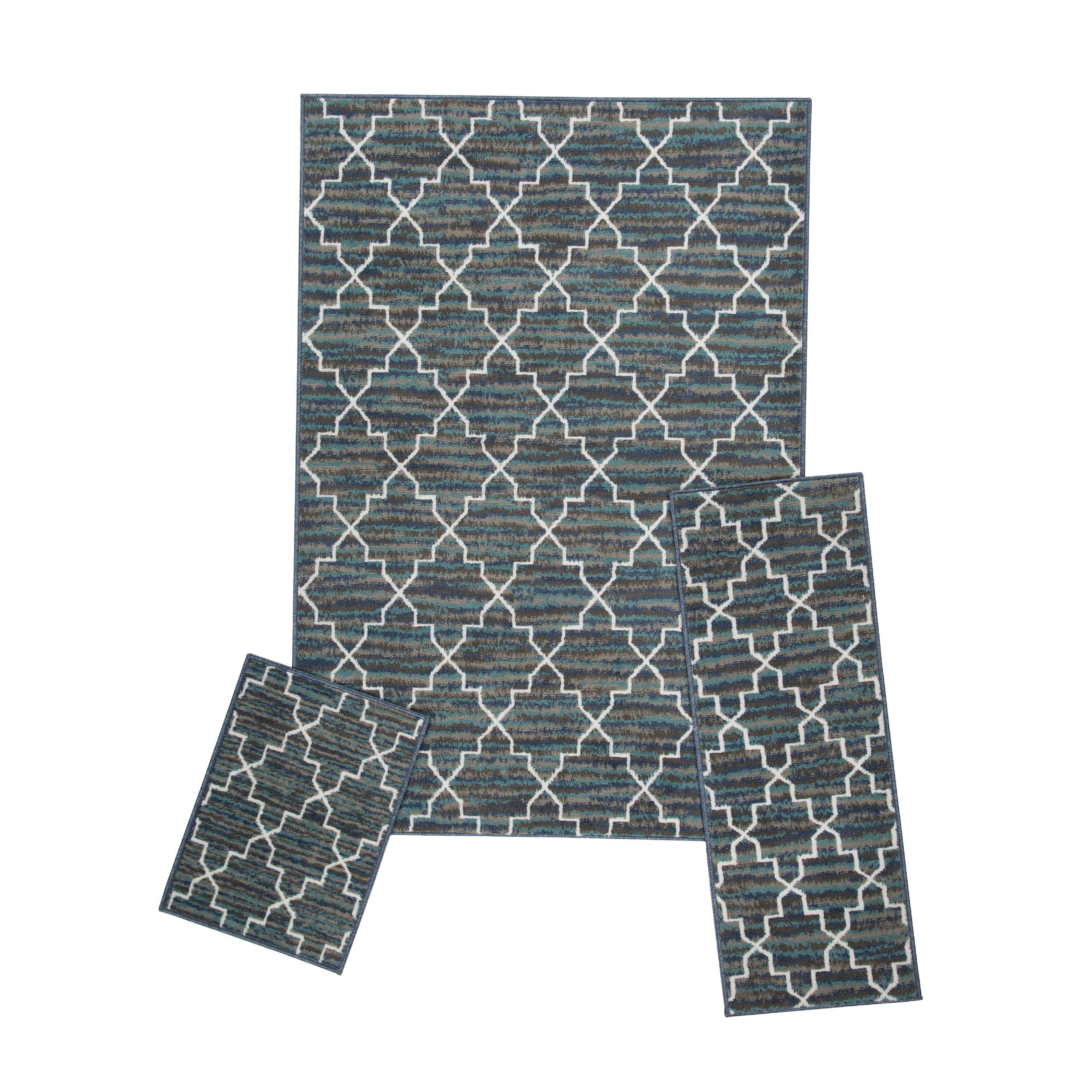 Achim Capri 3 Piece Rug Set Great For Living Room, Bedroom , Office, Entryway, Dining Room