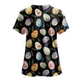 thumbnail image 4 of GEWSEY Easter Scrub Tops Women Cute Bunny Colorful Eggs Print Nursing Scrubs Plus Size V Neck Short Sleeve Nurse Uniform (Dark Gray, 3XL), 4 of 8