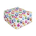 thumbnail image 1 of Colorful Rectangle Pouf, Playing Pool Disc Shaped Circular Balls Stripes Game Geometric Hobby Graphic Art, Foot Stool for Living Room Office Ottoman with Cover, 25", Multicolor, by Ambesonne, 1 of 4