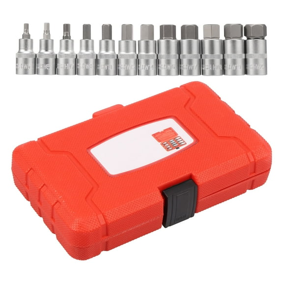 AEVXKHI 12 Pieces Drive Hex Bit Socket Set, 1/2" Drive Metric Allen Wrench Socket Set with Enhanced Storage Case, 5 mm to 22 mm for Most Ratchet Wrench Torque Wrench