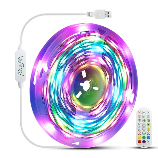 USB Powered LED IP20 impermeable RGB Color Cambio de luz Tira de luz 5V Aplicación Compatible con Bluetooth Aplicación Control remoto Lámpara de cadena Home Hotel 10m Eigraketly HA009541-03B