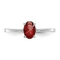 thumbnail image 4 of 10K White Gold Ring Band with Stones (01) January Garnet Oval Red Diamond Round, Size 5, 4 of 5