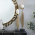 thumbnail image 2 of DecMode 2 Candle Gold Stainless Steel Metal Abstract Vertical Pipe Candle Holder with Black Marble Base, Set of 2, 2 of 12