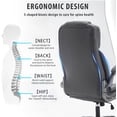 thumbnail image 5 of Executive Office Chair with Flip up Arms, Ergonomic PU Leather Office Chairs with Wheels, 90-120° Rocking High Back Office Desk Chair with Lumbar Support, Swivel Task Chairs(Grey), 5 of 8