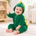 thumbnail image 4 of CUZIBR Dinosaur Baby Boy Girl Halloween Onesie With Hood Animal Romper Jumpsuit Crew Neck Long Sleeve Eye-Catching Trick or Treat Clothes,Green,9-12 Months, 4 of 8